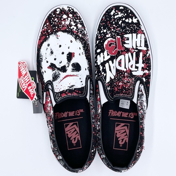 Vans House of Terror (Horror) Jason Voorhees FRIDAY THE 13TH Slip-On shoes Sz 11 - Picture 9 of 12